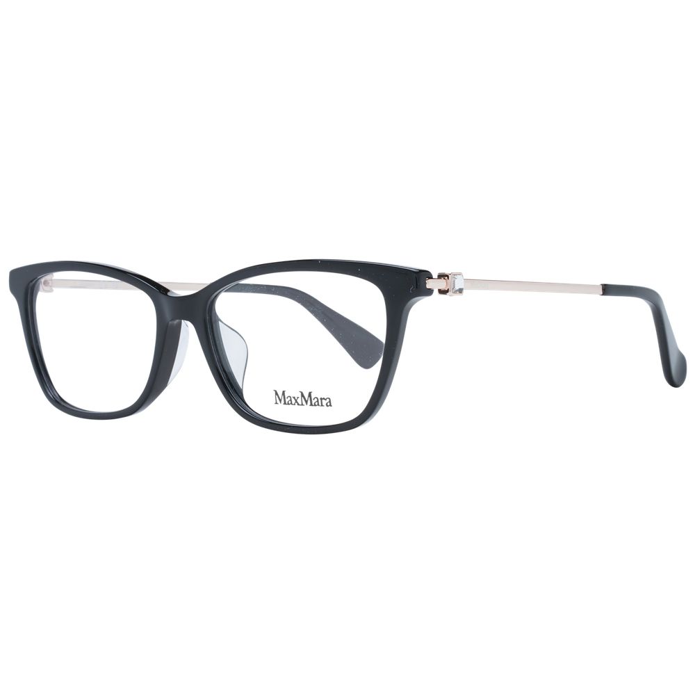 Max Mara Black Women Glasses Frame, full-rim rectangle style, plastic material, 54-15-140 size, includes branded case.