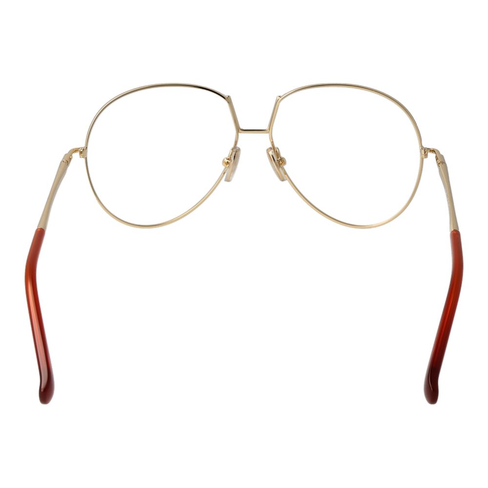 Max Mara Orange Women Glasses Frame in round full-rim style with metal frame and plastic demo lenses.