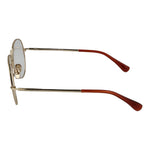 Side view of Max Mara Orange Women Glasses Frame, metal full-rim design with orange temples, style round, demo glasses with no lenses effect.
