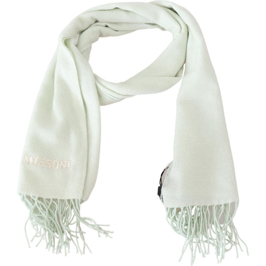 Missoni Elegant White Cashmere Scarf Category-Accessories,Gender-Men,Green,Material: 100% Cashmere,Men,Missoni,New with tags,Scarves - Men - Accessories,Subcategory-Scarves Missoni MS2045