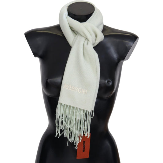 Missoni Elegant White Cashmere Scarf Category-Accessories,Gender-Men,Green,Material: 100% Cashmere,Men,Missoni,New with tags,Scarves - Men - Accessories,Subcategory-Scarves Missoni MS2045