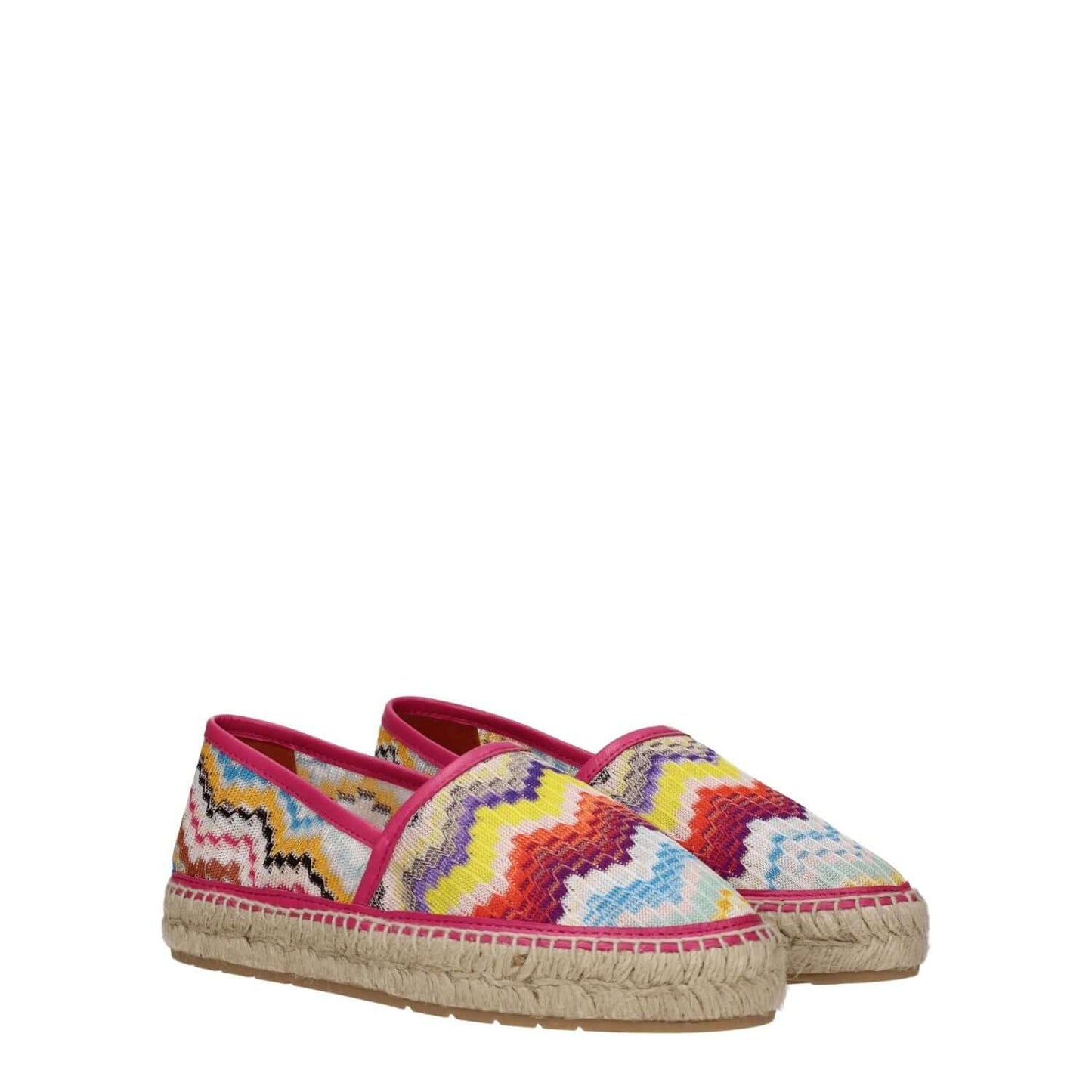 Missoni Multicolor Fabric Espadrilles with vintage style, round toe, leather and rubber materials, low flat heel, no new collection.