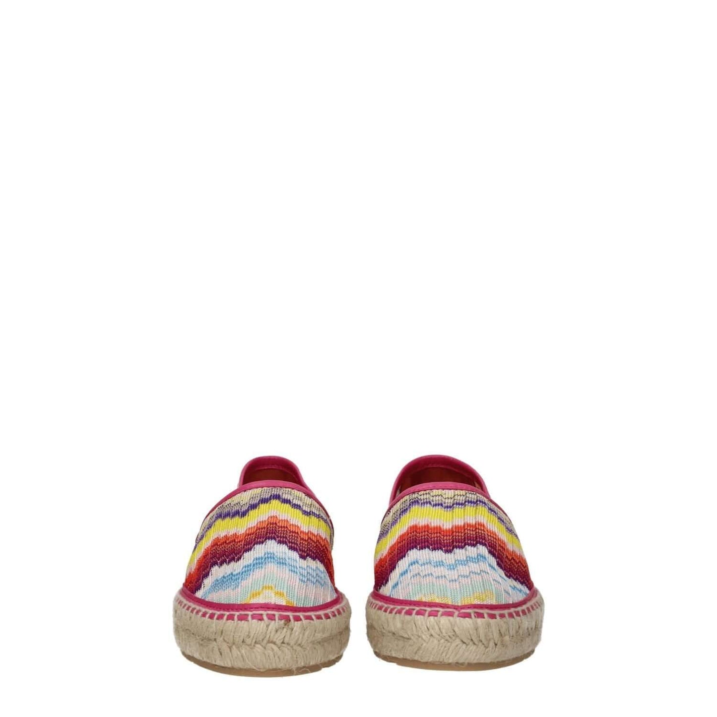 Front view of Missoni Multicolor Fabric Espadrilles with round toe and rubber sole, showcasing vintage style and vibrant colors