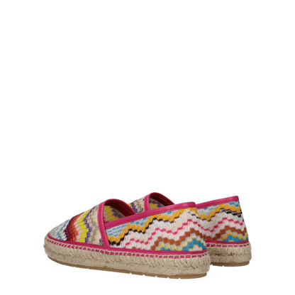 Missoni Multicolor Fabric Espadrilles with round toe and flat heel, featuring leather and rubber sole, vintage style.