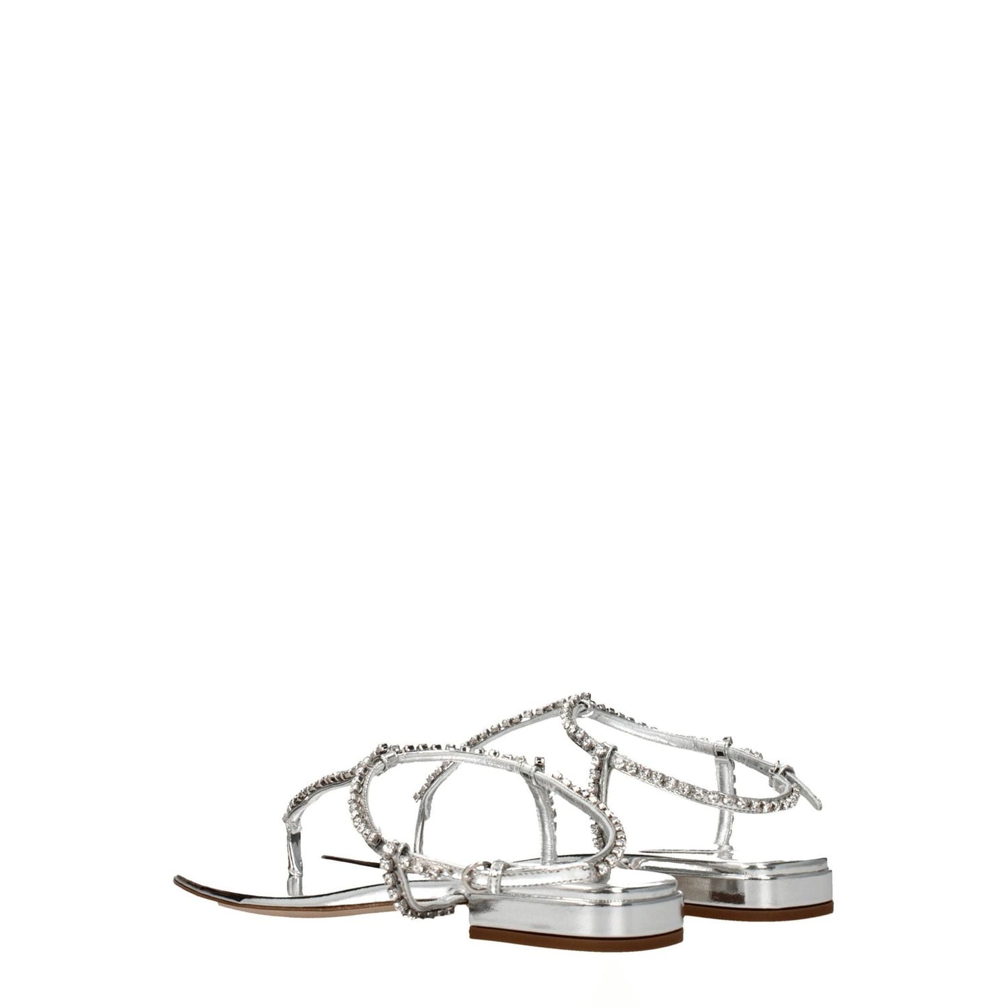 Miu Miu Gray Leather Flip-Flop Sandals