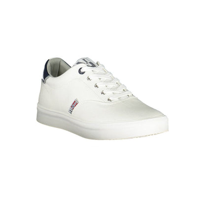 Napapijri White Polyester Men Sneaker with logo and contrasting accents