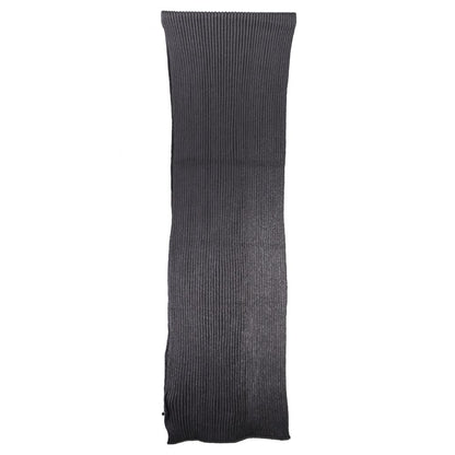 North Sails Black Cotton Scarf with logo, 30x190 cm, in elegant ribbed design.