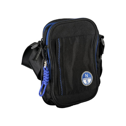 North Sails Black Polyester Men Shoulder Bag with adjustable strap and blue accents.