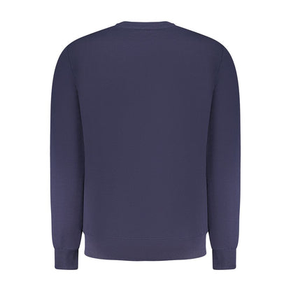 Back view of North Sails Blue Cotton Men Sweatshirt with crew neck and long sleeves, showcasing high-quality craftsmanship and bold style.