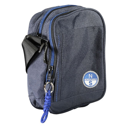 North Sails Blue Polyester Men Shoulder Bag with adjustable strap and external pocket, featuring bold contrasting details.