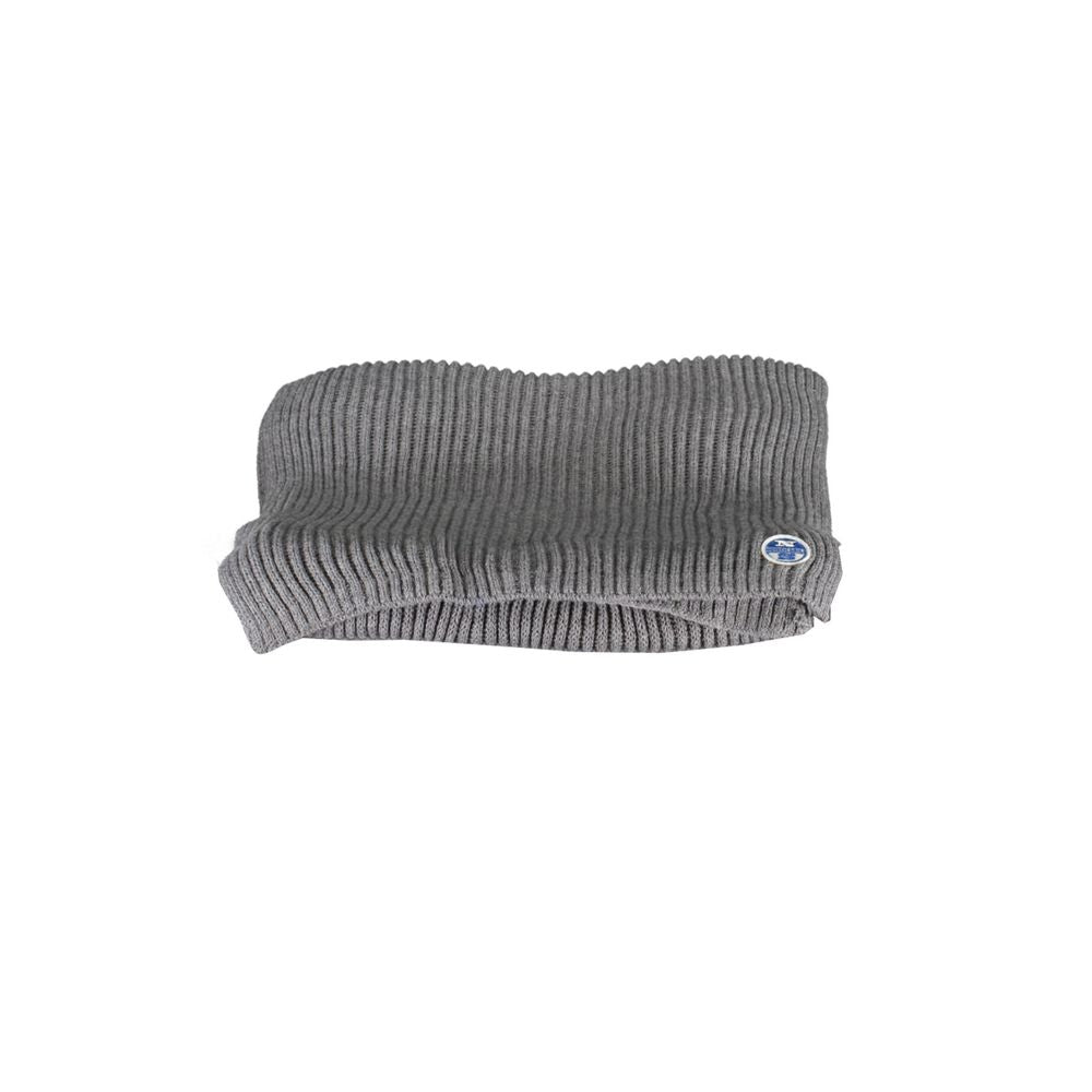 North Sails Gray Cotton Scarf with recycled fibers logo, dimensions 170x26 cm, featuring sustainable application.