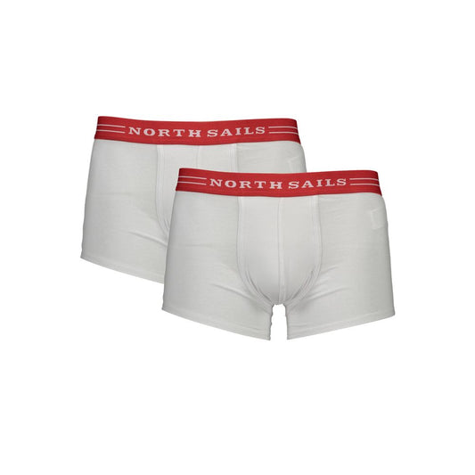 North Sails White Cotton Men Boxer with contrast waistband, stylish and comfortable.