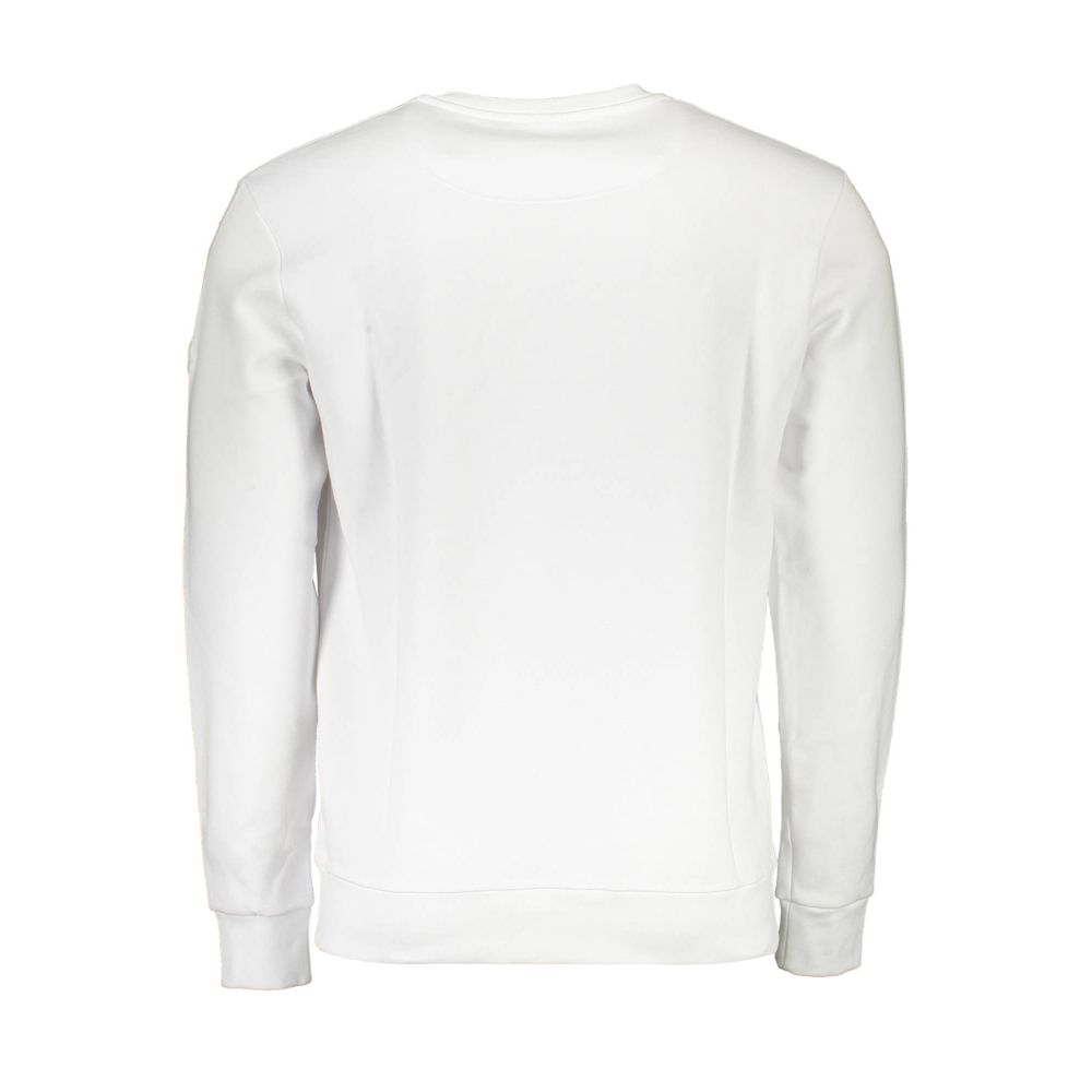 Back view of North Sails White Cotton Men's Sweater with crew neck and long sleeves, showcasing simple and elegant design.