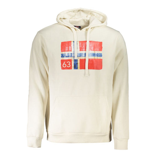 Norway 1963 White Cotton Men Sweater with hood and printed logo