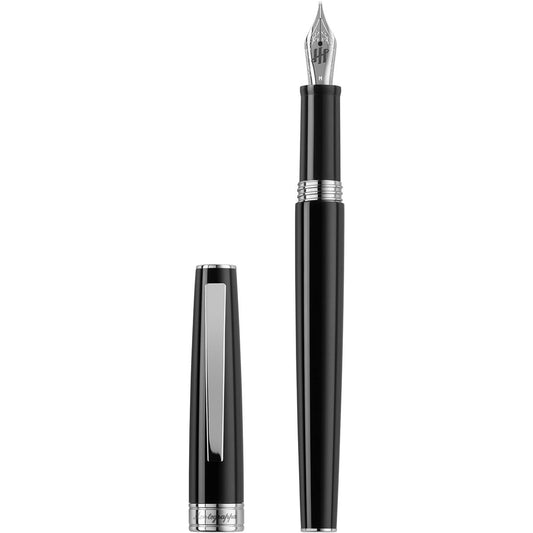 Luxury fountain pen PENNE MONTEGRAPPA MOD. ISA1R3AC with detachable cap in black finish, elegant writing instrument.