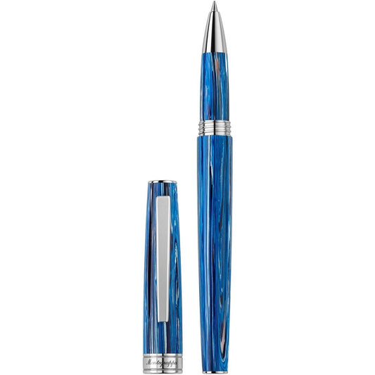 PENNE MONTEGRAPPA MOD. ISA1RRAB_6 blue fountain pen with cap shown separately