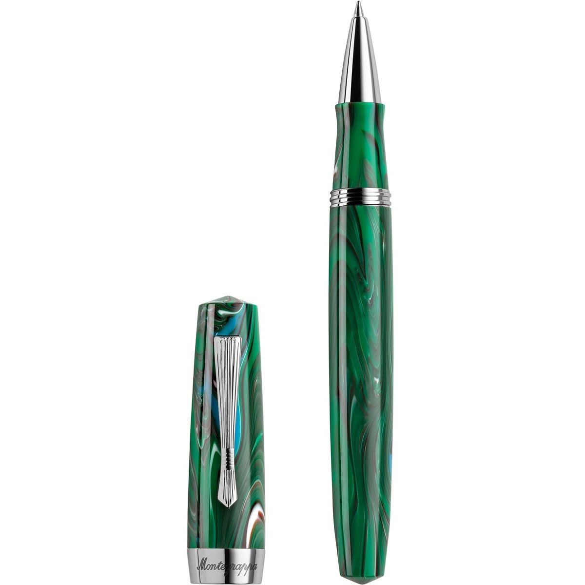 PENNE MONTEGRAPPA MOD. ISE2RRAG green pen with silver accents