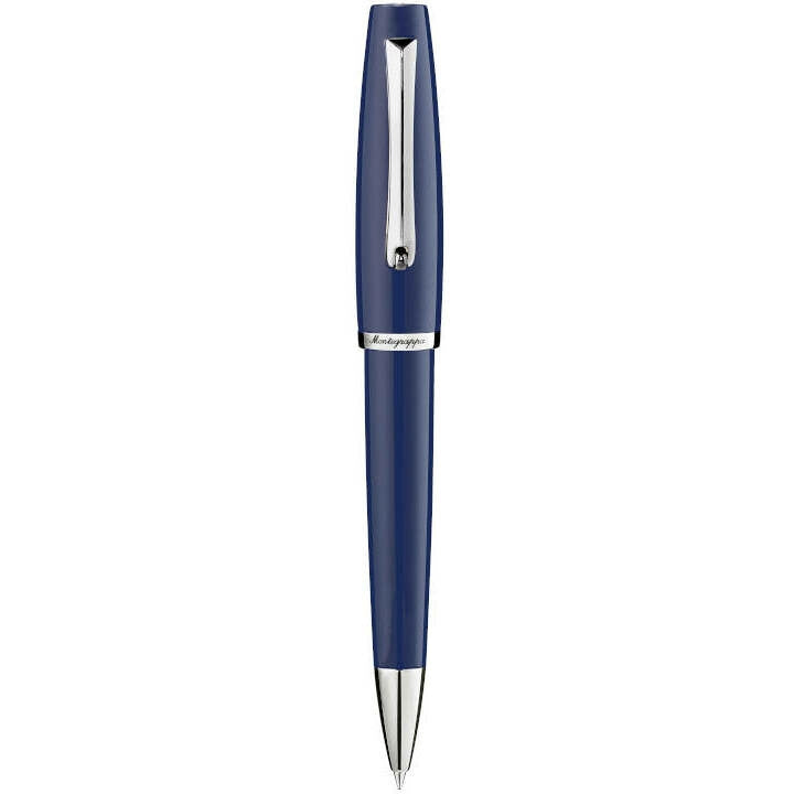 Elegant PENNE MONTEGRAPPA MOD. ISMANRYB_9 in navy blue with silver trim, luxury writing instrument on white background.