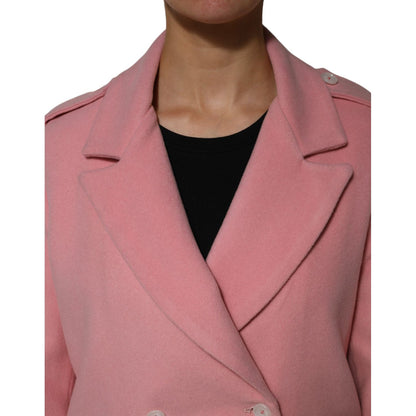 PINK MEMORIES Pink Wool Double Breasted Blazer Coat Jacket