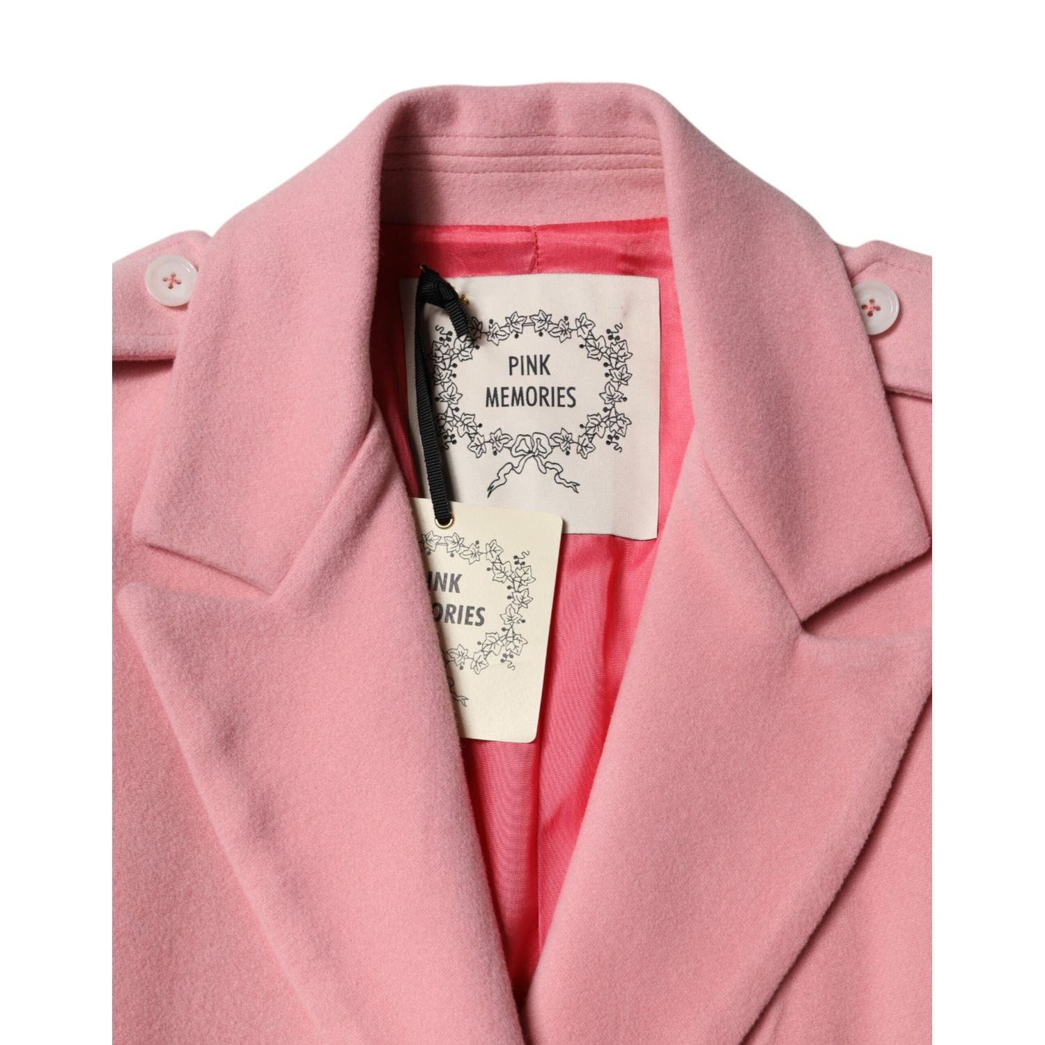 PINK MEMORIES Pink Wool Double Breasted Blazer Coat Jacket
