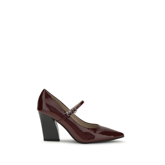 PINKO Bordeaux Calf Leather Bos Taurus High Heel Pumps