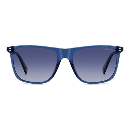 Sleek POLAROID MOD. PLD 6232_S sunglasses for men made of polycarbonate material, featuring a stylish blue frame design.