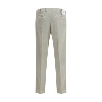 Back view of PT Torino Gray Cotton Casual Pants with belt loops and pockets, showcasing a modern-cut slim fit design.