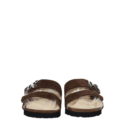 Palm Angels Brown Leather Slippers