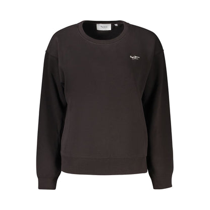 Pepe Jeans Black Cotton Women Sweater with logo, long sleeves, sustainable fabric, and bold street fashion style.