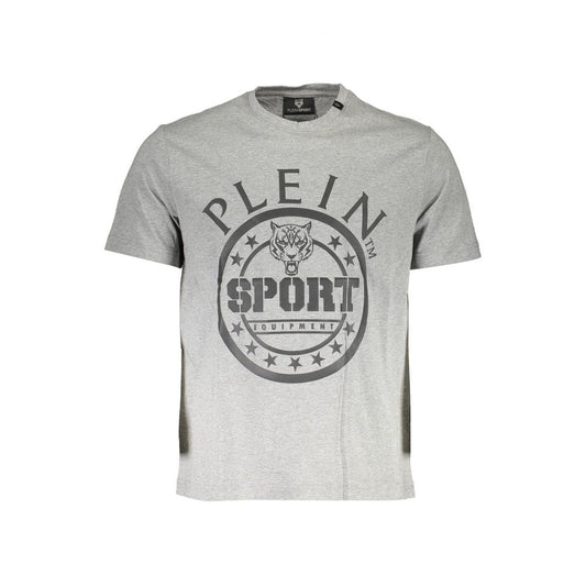Plein Sport Brown Cotton Men T-Shirt with logo and crew neck