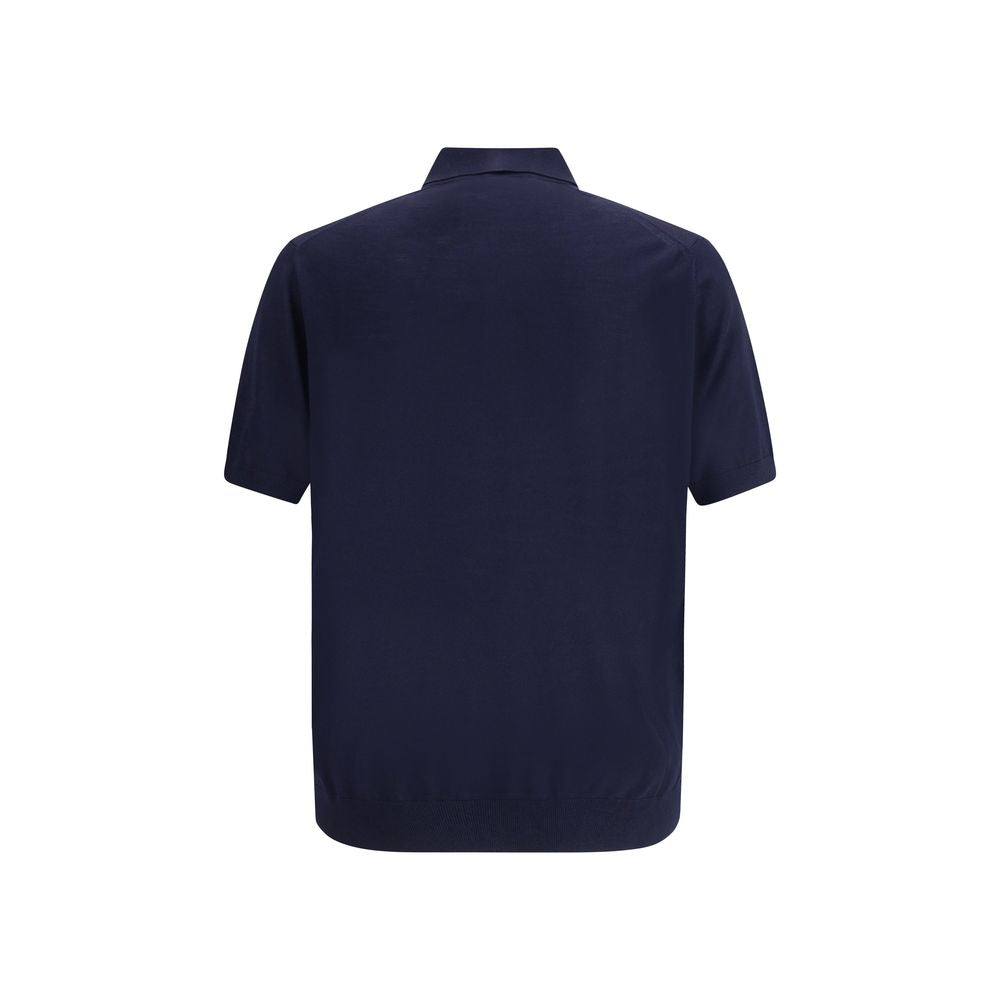 Prada Blue Fleece Wool Polo Shirt
