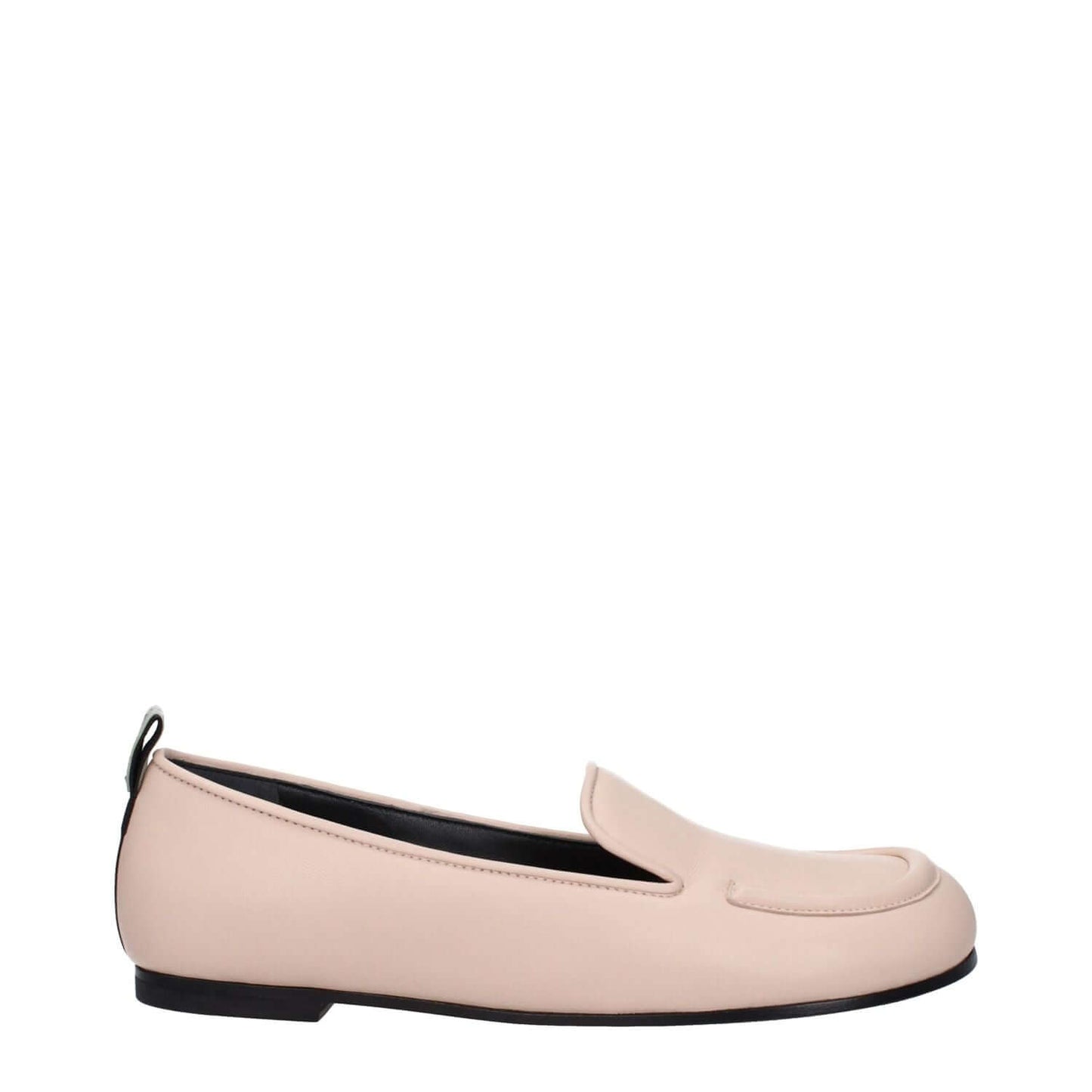 Premiata Pink Leather Slip-On Loafers with round toe and back logo, featuring a low flat heel. MPN: PELLEM6705NUDE, chic nude pink color.