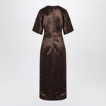Loulou Studio Long brown dress in linen and silk RUBYLI/Q_LOULO-DT_323