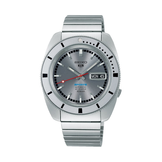 SEIKO 5 Mod. SPORTS Automatic silver watch with date display and stainless steel bracelet