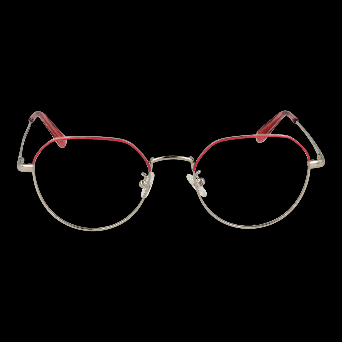 Front view of SKECHERS MOD. SE2181-D 51072 lady's glasses with a minimalist design and red accents on a black background