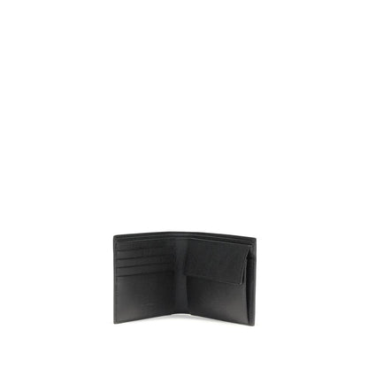 Saint Laurent Black Calf Leather Bos Taurus Wallet with card slots and coin compartment, stylish and functional accessory.
