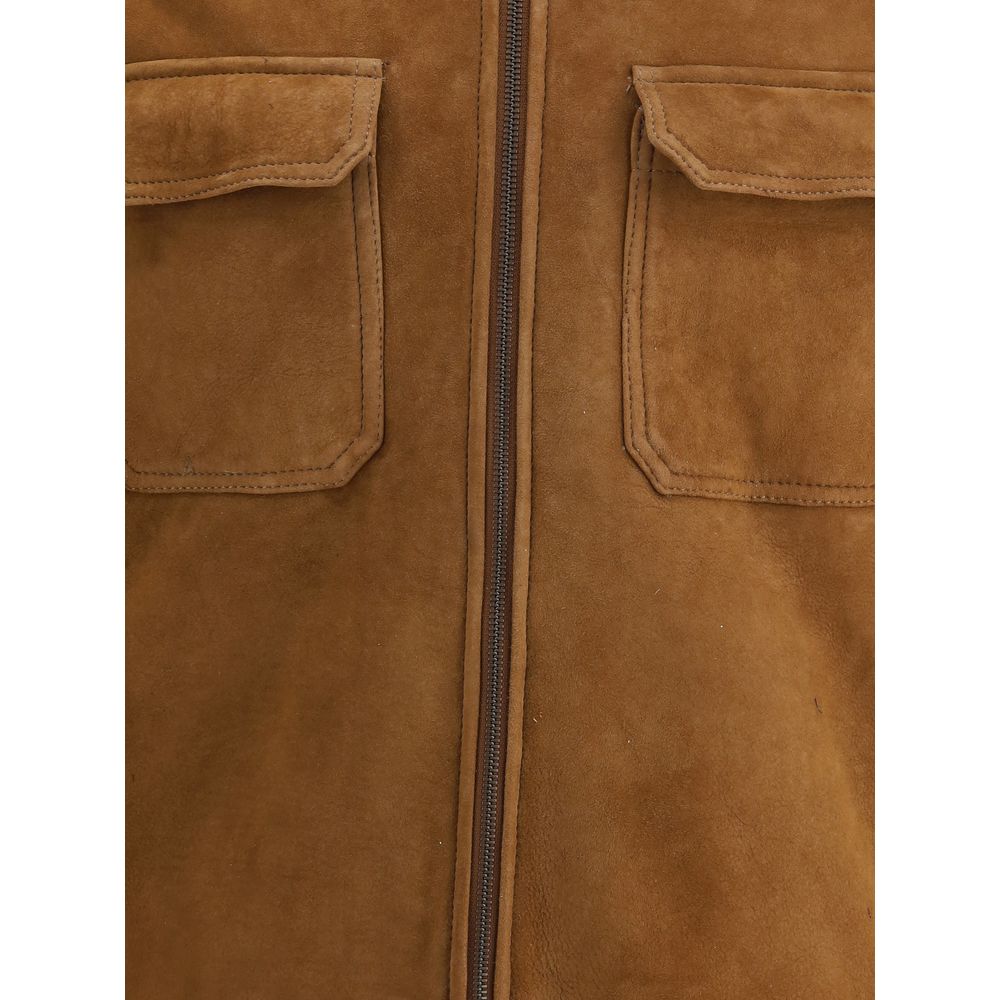 Salvatore Santoro Brown Leather Shell Jacket