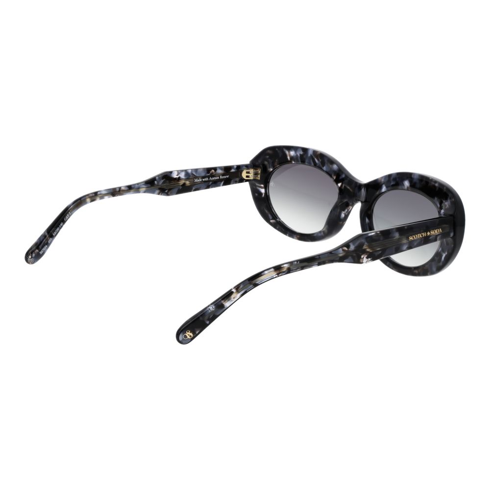 Scotch & Soda Black Women Sunglass, oval, full-rim acetate frame, green gradient lenses, 100% UVA UVB protection, 53-20-140 size.