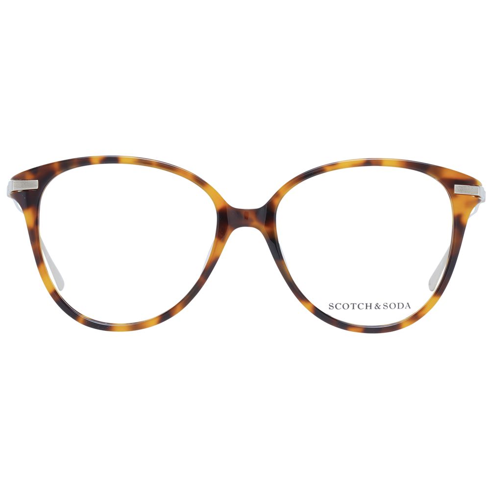 Scotch & Soda Brown Women Glasses Frame full-rim round acetate with demo lenses, size 53-16-145.