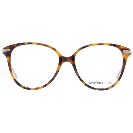 Scotch & Soda Brown Women Glasses Frame full-rim round acetate with demo lenses, size 53-16-145.