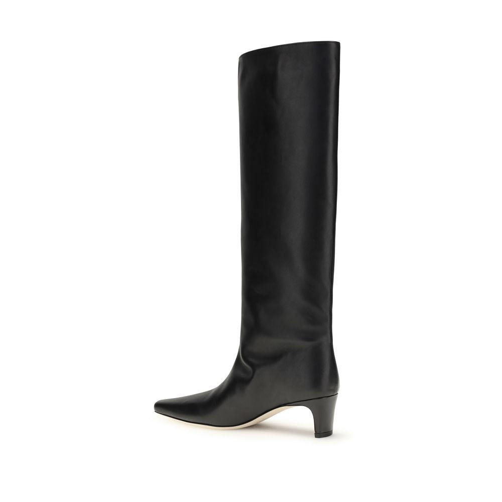 Staud Black Calf Leather Bos Taurus Boots