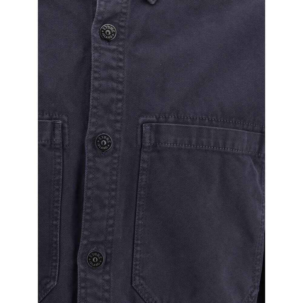 Stone Island Blue Cotton Dress Shirt