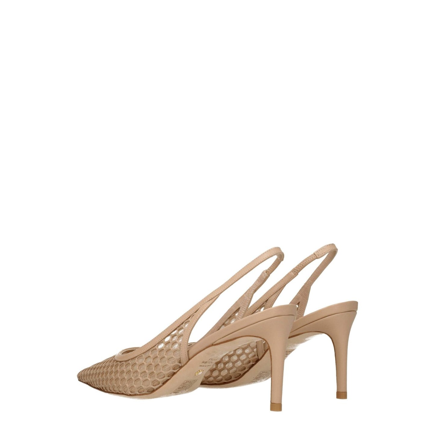 Stuart Weitzman Beige Leather High Heel Pumps with pointy toe and mid heels, featuring stylish leather design, perfect for elegant occasions.