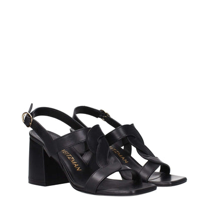 Stuart Weitzman Black Leather Platform Sandals with buckle closure and mid heels, open toe design, MPN: IBIZA75SMOSH845BLACK