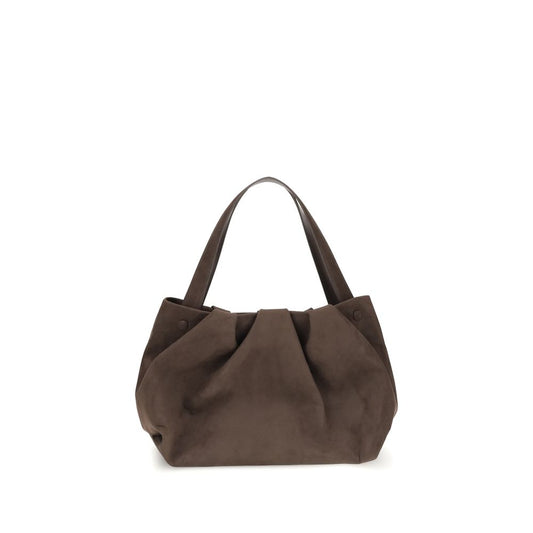 THEMOIRè Brown Other Fibres Shoulder Bag with vegan suede leather and removable strap, elegant design for AW25 season.