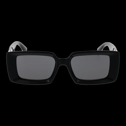 Front view of black rectangular sunglasses, TOD'S MOD. TO0366 5201A, designed for ladies with a sleek and modern style.