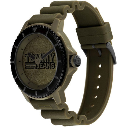 TOMMY HILFIGER Mod. 1792002 men's quartz analog watch, olive green bracelet, multifunction, water-resistant 3 ATM, elegant design.