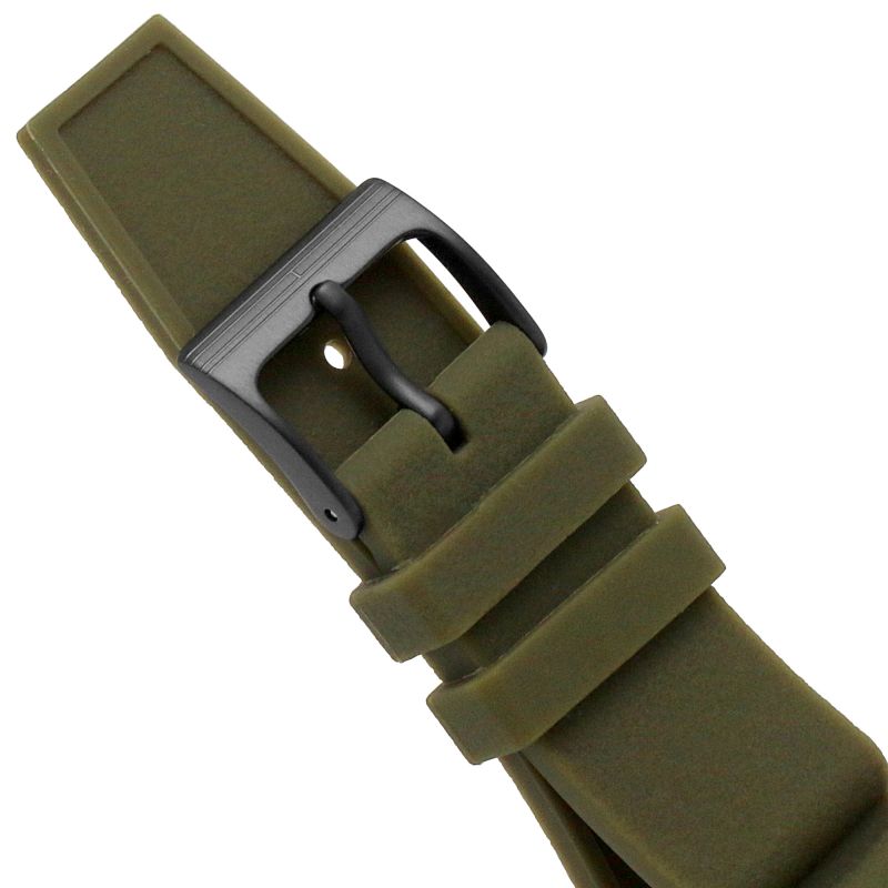 Green watch strap with black buckle