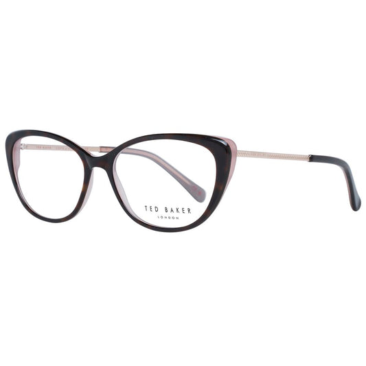 Ted Baker Brown Women Glasses Frame, cat eye style, acetate material, full-rim, size 51-15-140, demo lenses, branded case included.