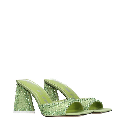 The Attico Green Satin Stiletto Heel Sandals